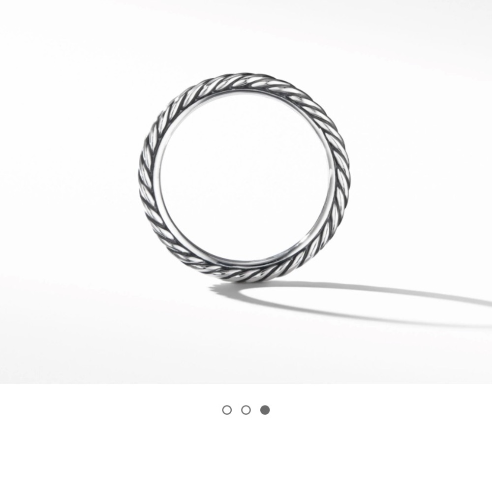 David Yurman Silver Twisted Cable Stackable Ring Size 6
